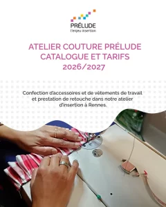 première page du catalogue des prestations couture de l'atelier couture de Prélude à Rennes